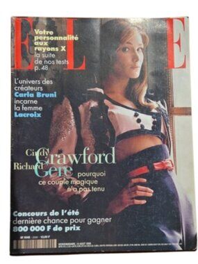 VTG 1995 French ELLE Fashion Magazine Aug 1995 Carla Bruni Cover 90s Fashion